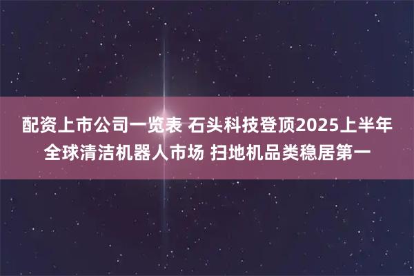 配资上市公司一览表 石头科技登顶2025上半年全球清洁机器人市场 扫地机品类稳居第一