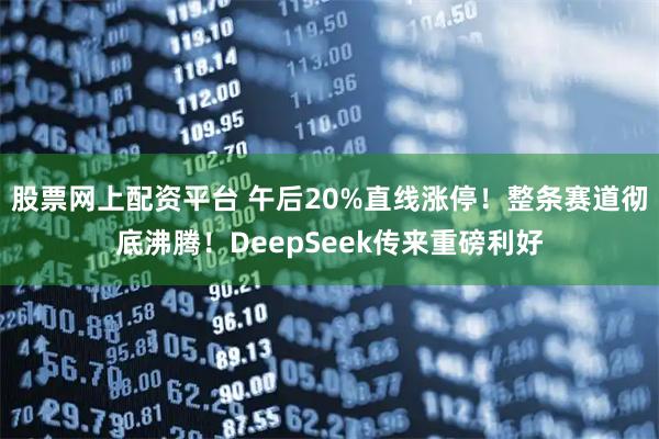 股票网上配资平台 午后20%直线涨停！整条赛道彻底沸腾！DeepSeek传来重磅利好